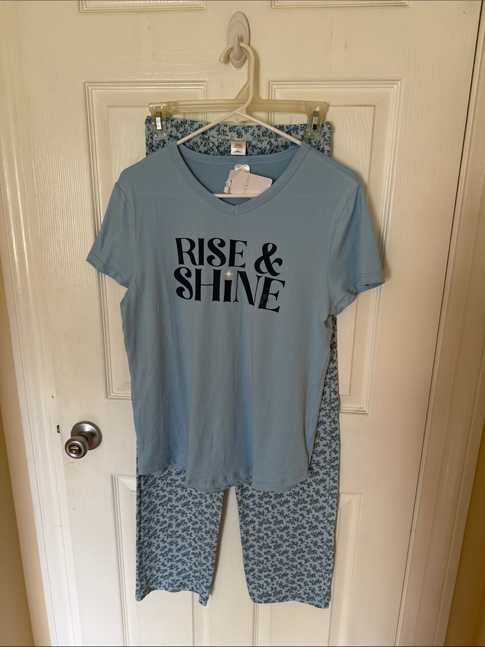 NEW! Mia & Tess Rise & Shine Light Blue Women's Pajama Set. Size Small. NWT.